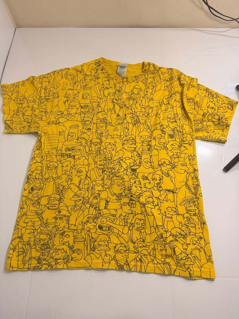 The Simpsons Vintage All-Over Print Characters Yellow T-Shirt Delta Pro Weight L